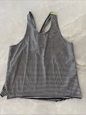 Nike Black & White Striped Racerback Tank with Neon Accent